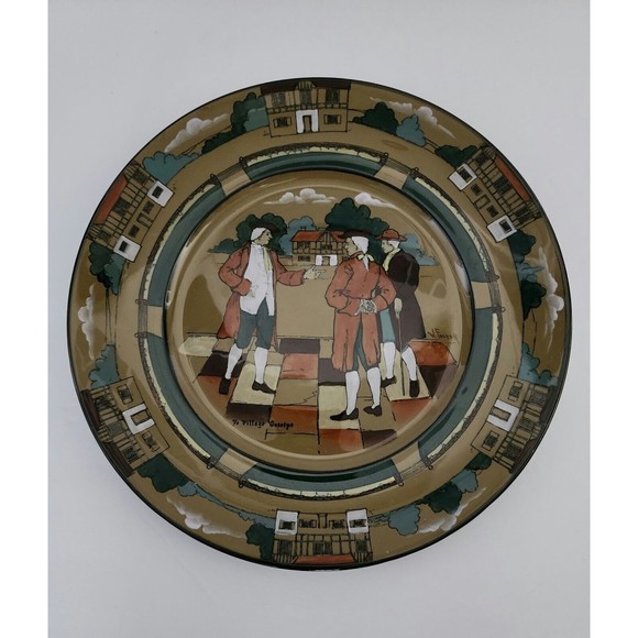1908 Buffalo Pottery Ye Village Gossips W. Foster Deldare Ware Underglase Plate - Picture 2 of 8
